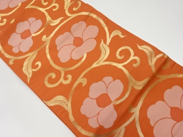 リサイクル　花唐草模様織出し名古屋帯